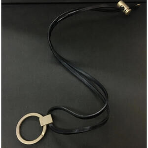 Authentic PRADA Black Leather Neck Strap / Ring Necklace